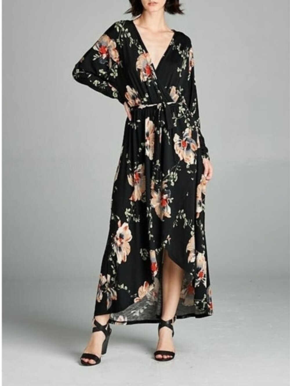 Floral Faux Wrap Maxi Dress